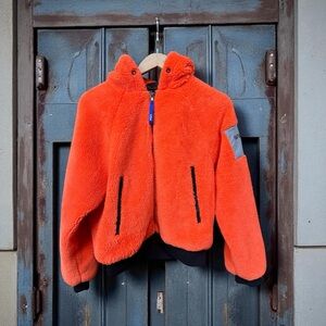 Forever 21 NASA Y2K Sherpa Hoodie – Orange Teddy Jacket Size S